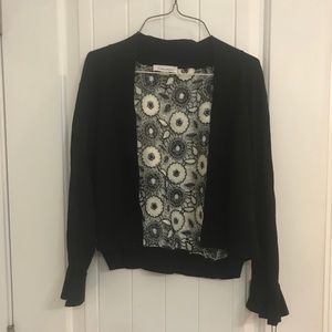 Darling black appliqué short cardigan